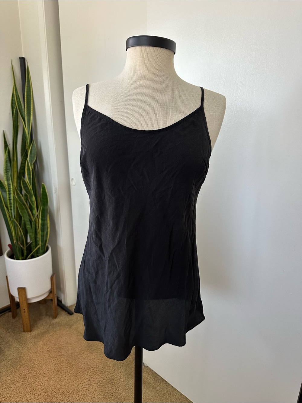 Max Studio 100% silk Black Spaghetti-Strap Cami